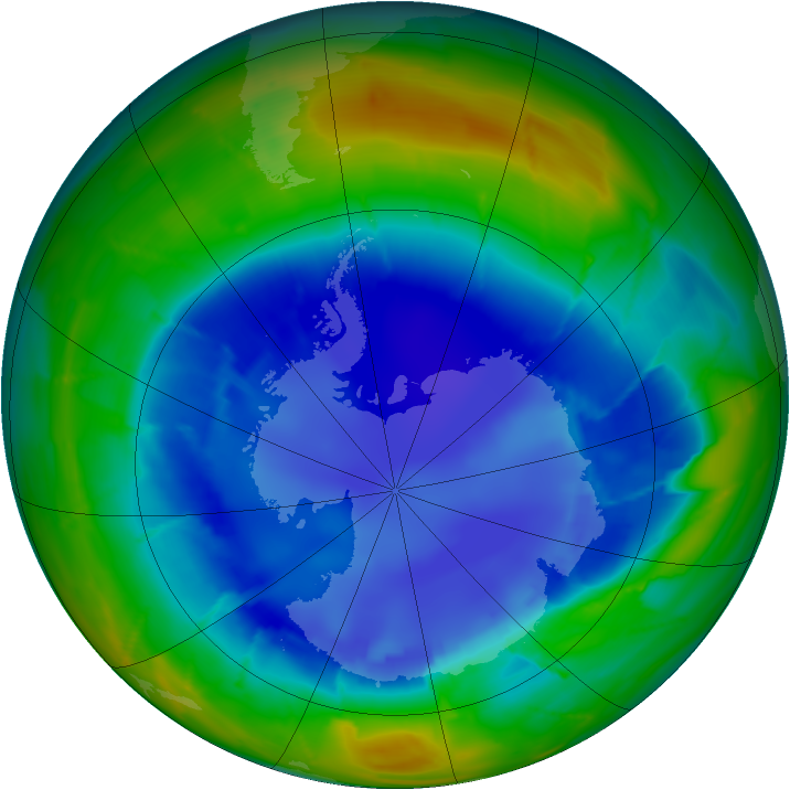 Antarctic ozone map for 23 August 2009